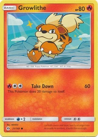 Carta Growlithe (21/149) do set Sol e Lua — Pokémon TCG | Bynx