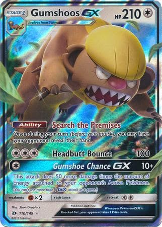 Carta Gumshoos-GX (110/149) do set Sol e Lua — Pokémon TCG | Bynx