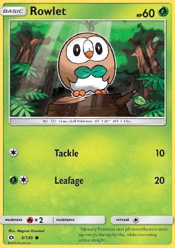 Carta Rowlet (9/149) do set Sol e Lua — Pokémon TCG | Bynx