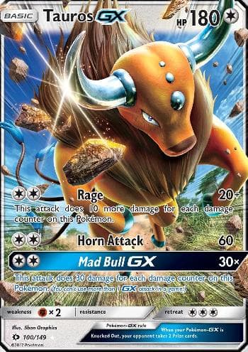 Carta Tauros-GX (100/149) do set Sol e Lua — Pokémon TCG | Bynx
