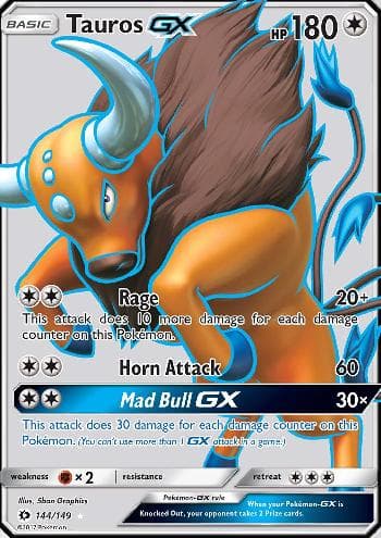 Carta Tauros-GX (144/149) do set Sol e Lua — Pokémon TCG | Bynx