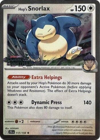 Carta Hop's Snorlax (Journey Together Stamped) 117b/215 do set Escarlate e Violeta Promos — Pokémon TCG | Bynx