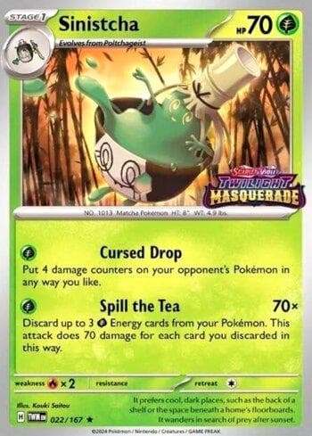 Carta Sinistcha (Twilight Masquerade Stamped) 022c/215 do set Escarlate e Violeta Promos — Pokémon TCG | Bynx