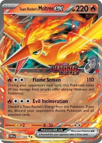 Carta Team Rocket's Moltres ex (Destined Rivals Stamp) 031b/215 do set Escarlate e Violeta Promos — Pokémon TCG | Bynx