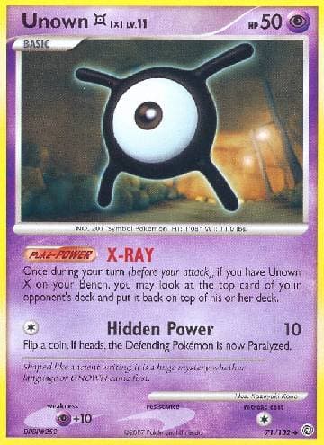 Carta Unown X (71/132) do set Maravilhas Secretas — Pokémon TCG | Bynx
