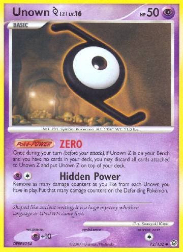 Carta Unown Z (72/132) do set Maravilhas Secretas — Pokémon TCG | Bynx