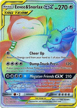 Carta Eevee & Snorlax-GX (191/181) do set União de Aliados — Pokémon TCG | Bynx
