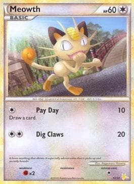 Carta Meowth (12/30) do set HS Trainer Kit - Raichu — Pokémon TCG | Bynx