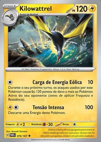 Carta Kilowattrel (076/167) do set Máscaras do Crepúsculo — Pokémon TCG | Bynx