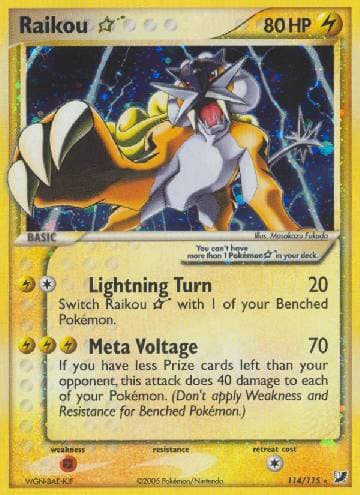Carta Raikou Star (114/115) do set Unseen Forces — Pokémon TCG | Bynx