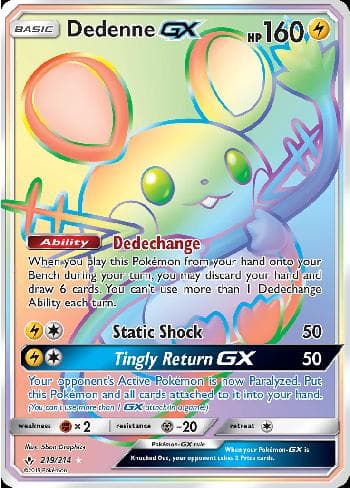 Carta Dedenne-GX (219/214) do set Elos Inquebráveis — Pokémon TCG | Bynx