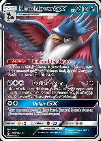 Carta Honchkrow-GX (109/214) do set Elos Inquebráveis — Pokémon TCG | Bynx
