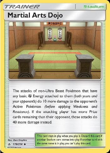 Carta Martial Arts Dojo (179/214) do set Elos Inquebráveis — Pokémon TCG | Bynx