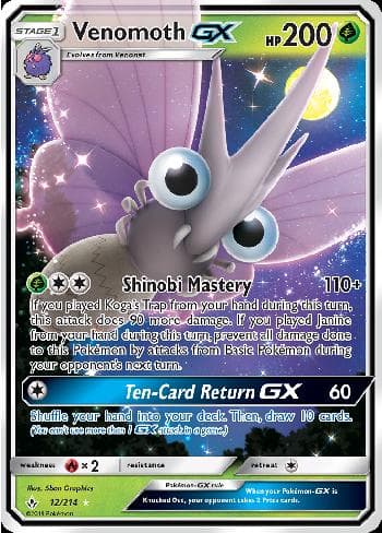 Carta Venomoth-GX (12/214) do set Elos Inquebráveis — Pokémon TCG | Bynx
