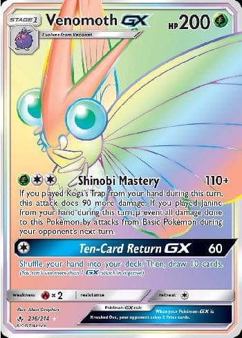 Carta Venomoth-GX (216/214) do set Elos Inquebráveis — Pokémon TCG | Bynx