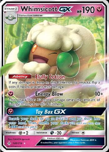 Carta Whimsicott-GX (140/214) do set Elos Inquebráveis — Pokémon TCG | Bynx