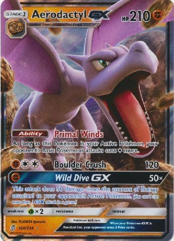 Carta Aerodactyl-GX (106/236) do set Sintonia Mental — Pokémon TCG | Bynx