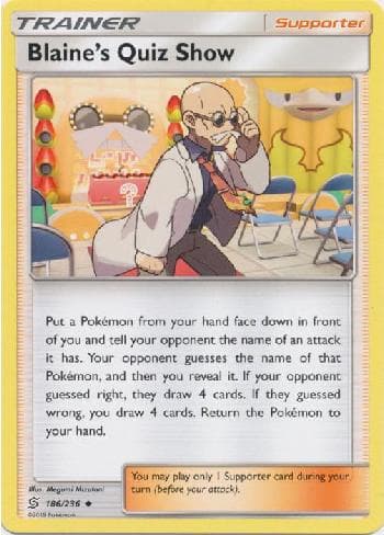Carta Blaine's Quiz Show (186/236) do set Sintonia Mental — Pokémon TCG | Bynx
