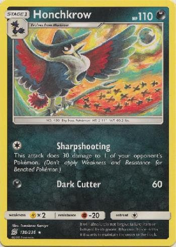 Carta Honchkrow (130/236) do set Sintonia Mental — Pokémon TCG | Bynx
