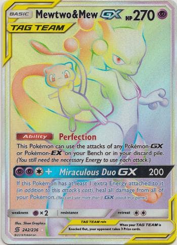 Carta Mewtwo & Mew-GX (242/236) do set Sintonia Mental — Pokémon TCG | Bynx