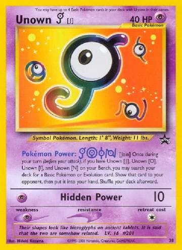 Carta Unown J (38/53) do set Wizards Black Star Promos — Pokémon TCG | Bynx