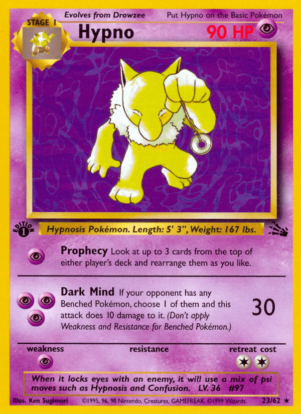 Carta Hypno 23/62 do set Fossil — Pokémon TCG | Bynx
