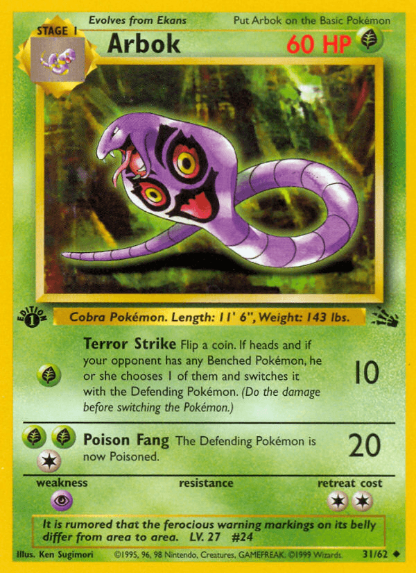Carta Arbok 31/62 do set Fossil — Pokémon TCG | Bynx