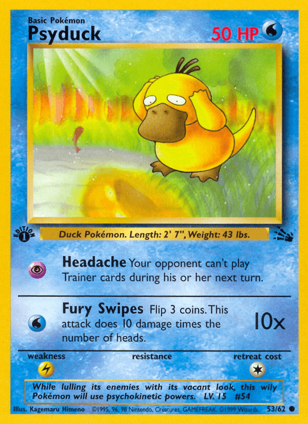 Carta Psyduck 53/62 do set Fossil — Pokémon TCG | Bynx