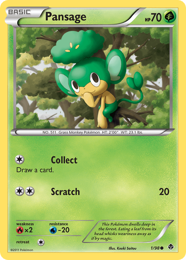Carta Pansage 1/98 do set Emerging Powers — Pokémon TCG | Bynx