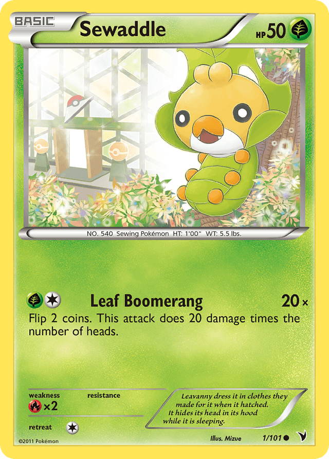 Carta Sewaddle 1/101 do set Noble Victories — Pokémon TCG | Bynx