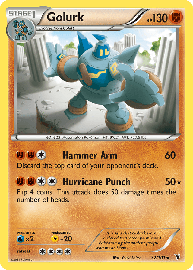 Carta Golurk 72/101 do set Noble Victories — Pokémon TCG | Bynx
