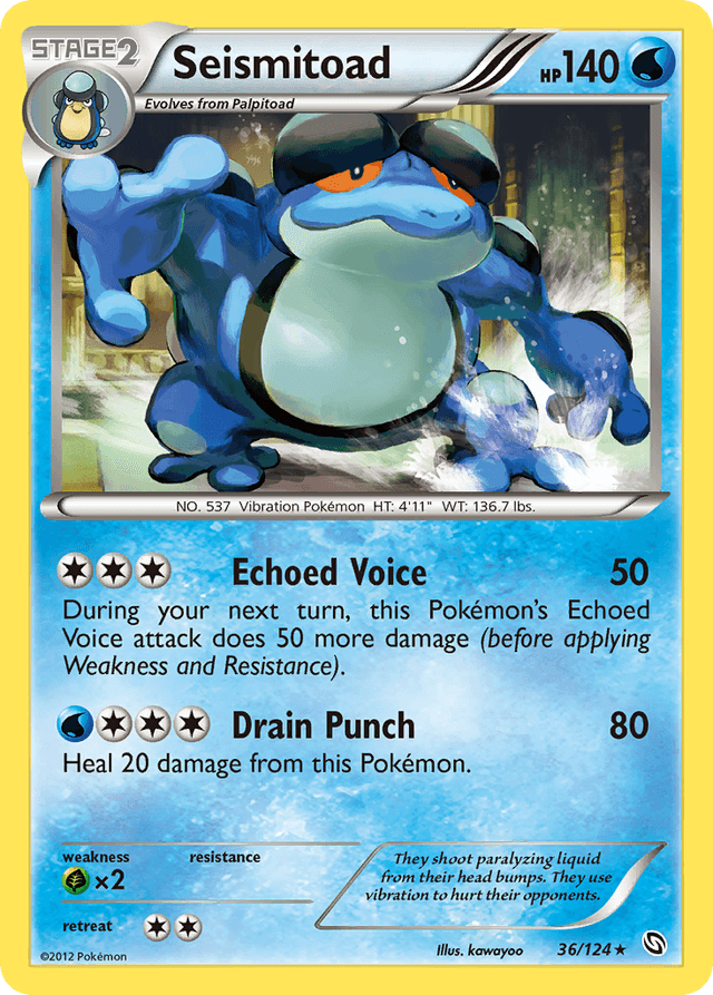 Carta Seismitoad 36/124 do set Dragons Exalted — Pokémon TCG | Bynx
