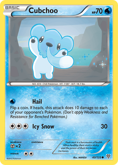 Carta Cubchoo 40/135 do set Plasma Storm — Pokémon TCG | Bynx