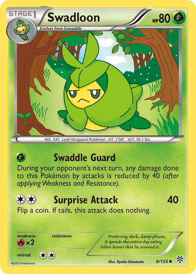 Carta Swadloon 9/135 do set Plasma Storm — Pokémon TCG | Bynx