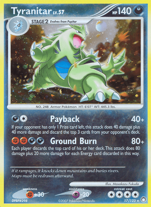 Carta Tyranitar 17/123 do set Mysterious Treasures — Pokémon TCG | Bynx