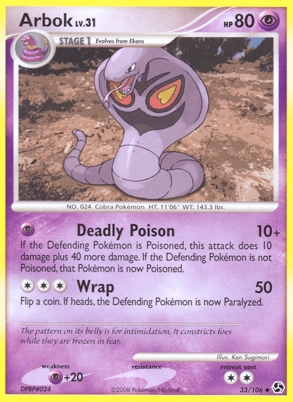 Carta Arbok 33/106 do set Great Encounters — Pokémon TCG | Bynx