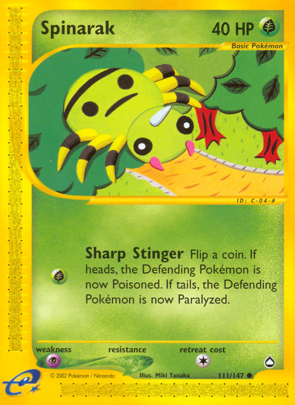 Carta Spinarak 111/147 do set Aquapolis — Pokémon TCG | Bynx