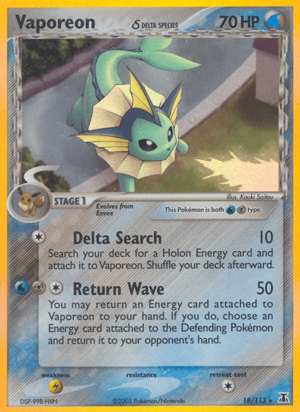 Carta Vaporeon δ 18/113 do set Delta Species — Pokémon TCG | Bynx