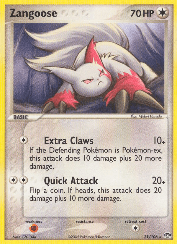 Carta Zangoose 21/106 do set Emerald — Pokémon TCG | Bynx