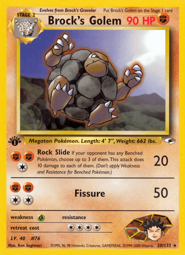 Carta Brock's Golem 20/132 do set Gym Heroes — Pokémon TCG | Bynx