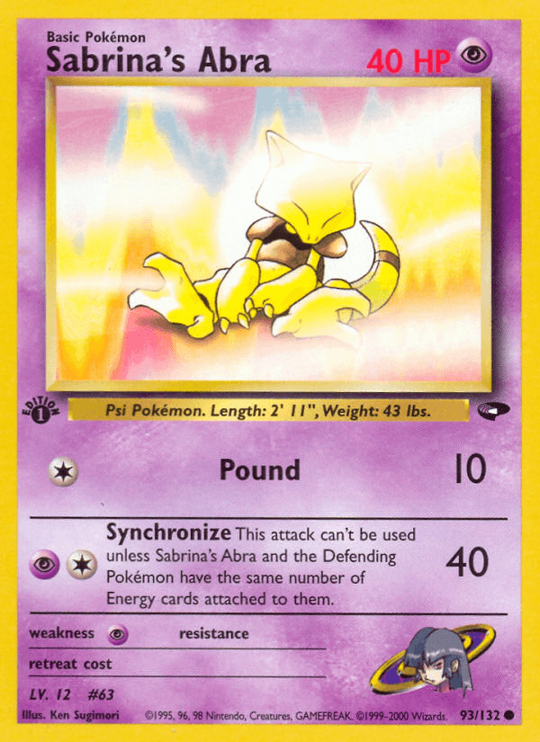 Carta Sabrina's Abra 93/132 do set Gym Challenge — Pokémon TCG | Bynx