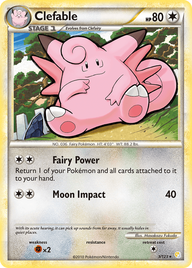 Carta Clefable 3/123 do set HeartGold & SoulSilver — Pokémon TCG | Bynx
