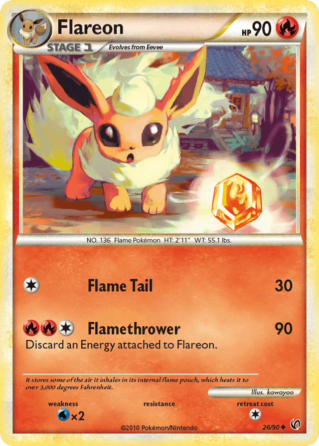 Carta Flareon 26/90 do set HS—Undaunted — Pokémon TCG | Bynx