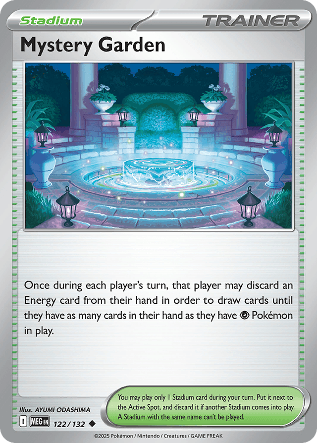 Carta Mystery Garden 122/132 do set Mega Evolution — Pokémon TCG | Bynx
