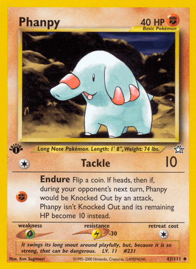 Carta Phanpy 43/111 do set Neo Genesis — Pokémon TCG | Bynx