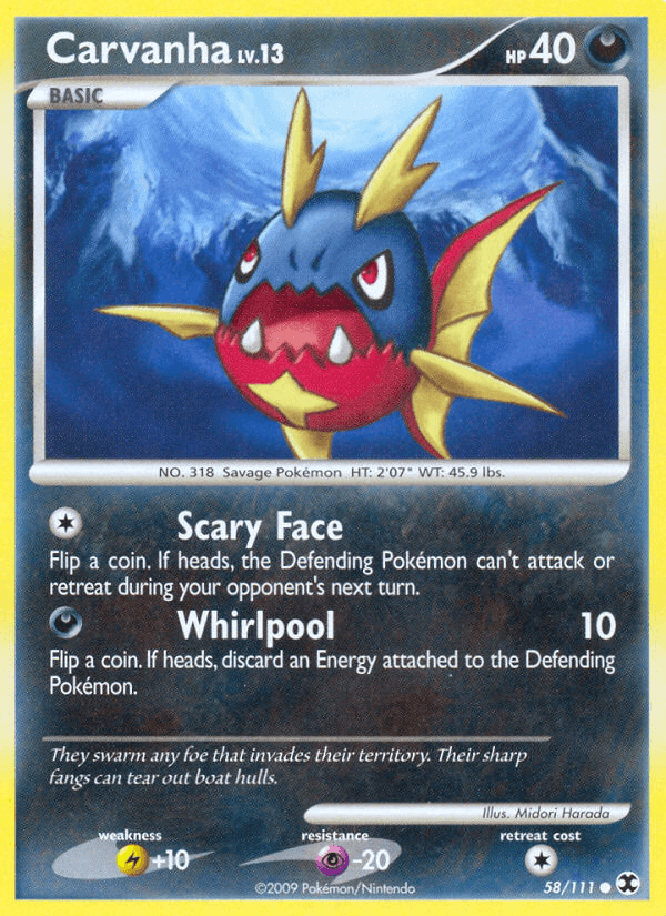 Carta Carvanha 58/111 do set Rising Rivals — Pokémon TCG | Bynx