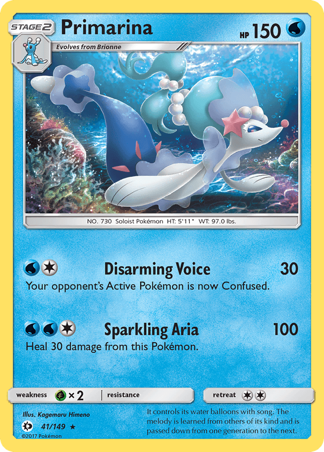 Carta Primarina 41/149 do set Sun & Moon — Pokémon TCG | Bynx