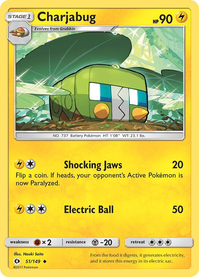 Carta Charjabug 51/149 do set Sun & Moon — Pokémon TCG | Bynx