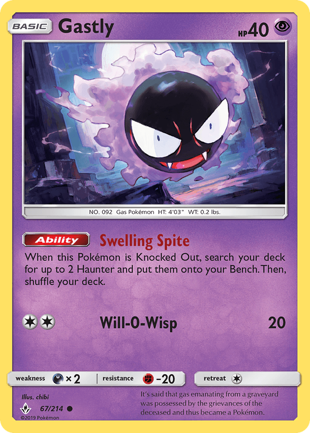 Carta Gastly 67/214 do set Unbroken Bonds — Pokémon TCG | Bynx