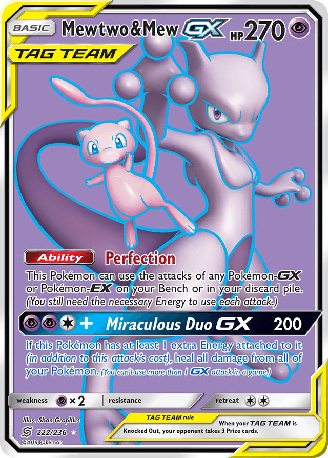 Carta Mewtwo & Mew-GX 222/236 do set Unified Minds — Pokémon TCG | Bynx